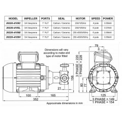 Jabsco серия 28220 с гибким импеллером, размер P40 в комплекте с мотром
